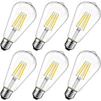 LVWIT Bombillas de Filamento ST64 LED E27 (Casquillo Gordo) - 4W equivalente a 40W- 470 lúmenes- Color blanco cálido…